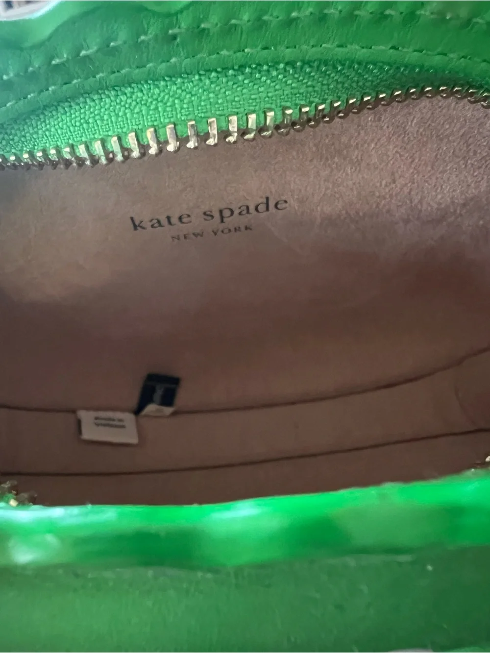 kate spade Green and White Polka Dot Crab Crossbody Bag